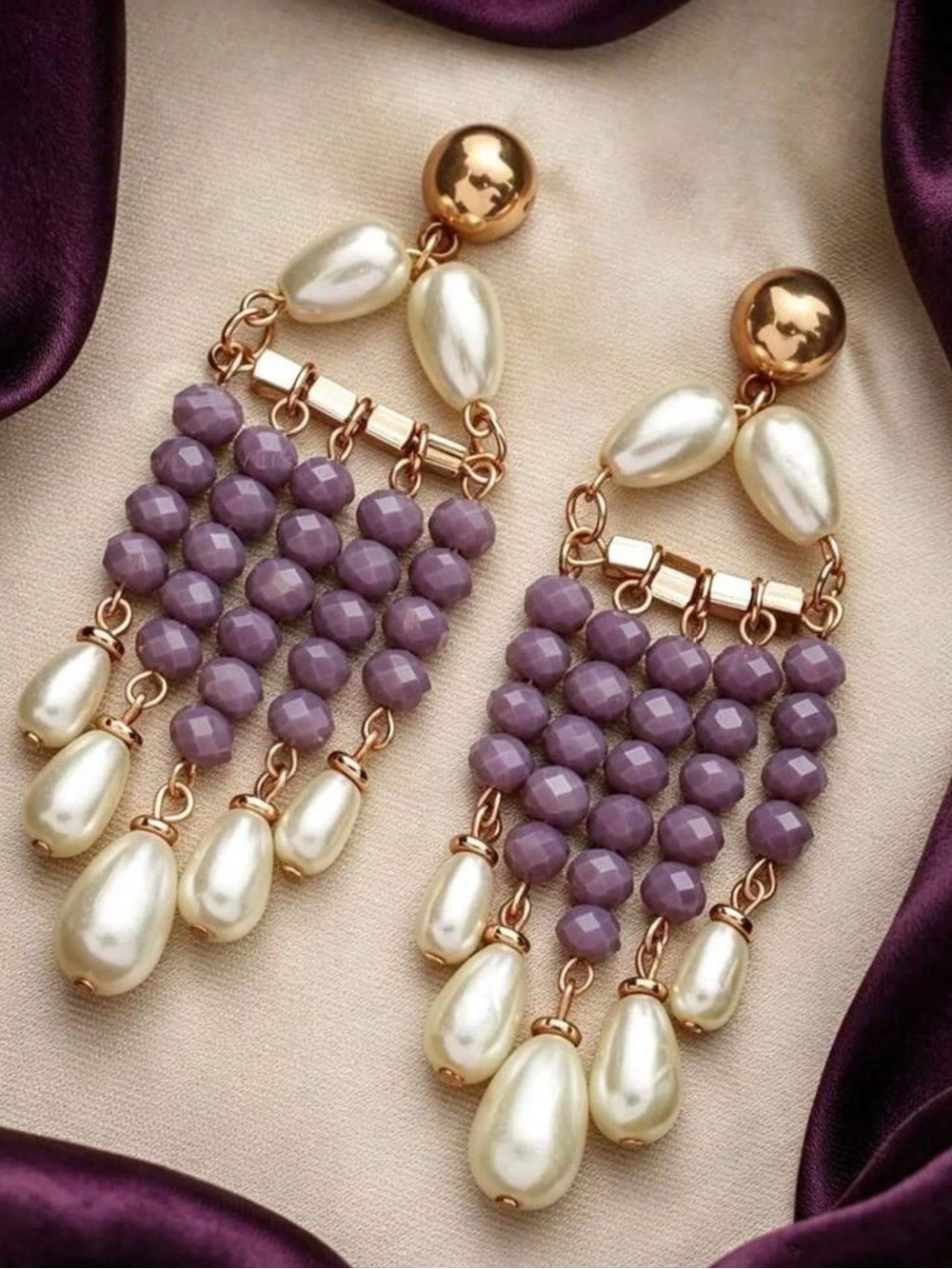 🪻 Purple & Pearl Earrings 🪻